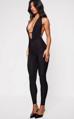 Black Slinky Halter Neck Jumpsuit