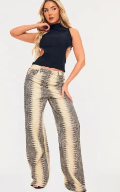 Black Slinky Lace Up Back Trim Detail High Neck Top