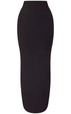 Black Slinky Low Rise Maxi Skirt