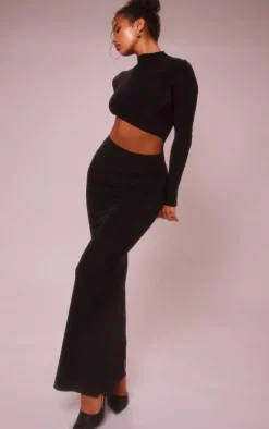 Black Slinky One Shoulder Cut Out Maxi Dress