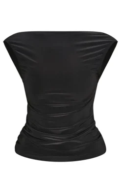 Black Slinky Open Back Longline Top