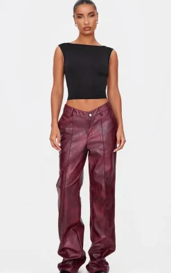 Black Slinky Open Back Tie Detail Long Top