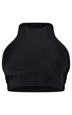 Black Slinky Racer Crop Top