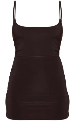 Black Slinky Round Neck Strappy Skort Romper