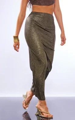 Black Slinky Sequin Maxi Skirt