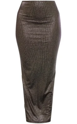 Black Slinky Sequin Maxi Skirt