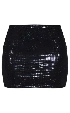 Black Slinky Sequin Mini Skirt