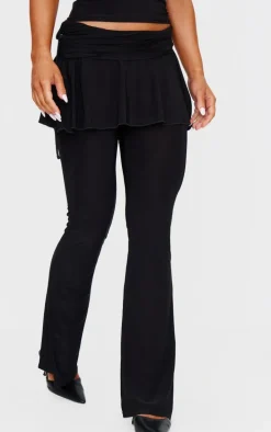 Black Slinky Skirt Overlay Flare Pants