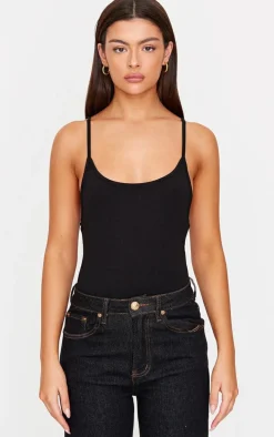 Black Slinky Strappy Bodysuit