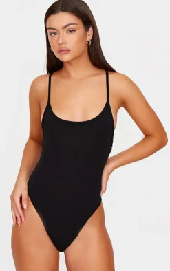 Black Slinky Strappy Bodysuit