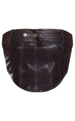 Black Snake Belt Detail Bandeau Corset Top