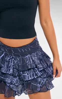 Black Snake Printed Rara Mini Skirt