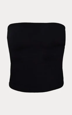 Black Snatched Rib Tube Top