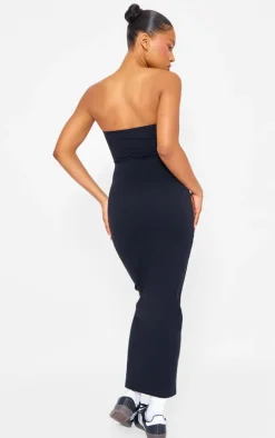 Black Snatched Sculpt Bandeau Midaxi Dress