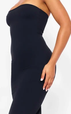 Black Snatched Sculpt Bandeau Midaxi Dress