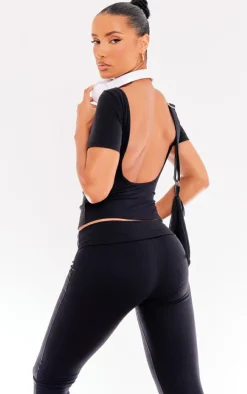 Black Snatched Sculpt Cap Sleeve Tee