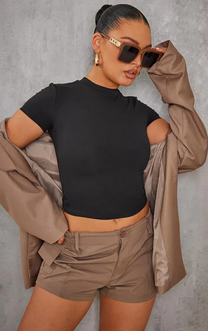 Black Snatched Sculpt Short Sleeve T Shirt