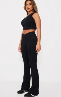 Black Snatched Sculpt Strappy One Shoulder Crop Top