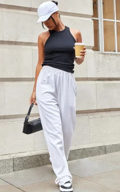 Black Soft Basic Ribbed Racer Vest