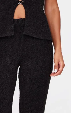 Black Soft Bobble Knit Wide Leg Pants