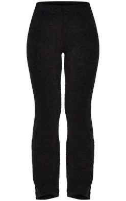 Black Soft Bobble Knit Wide Leg Pants