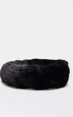 Black Soft Faux Fur Headband