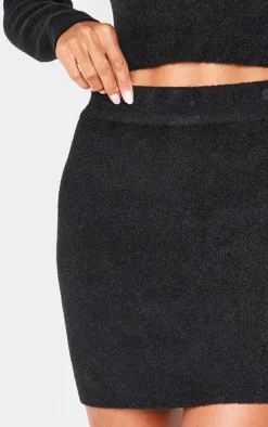Black Soft Knit Mini Skirt