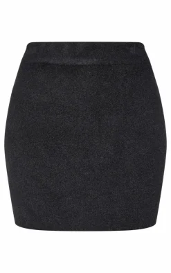 Black Soft Knit Mini Skirt