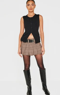 Black Soft Knitted Button Through Vest