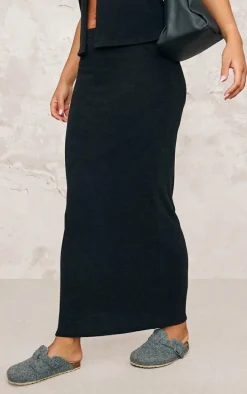Black Soft Rib Maxi Skirt