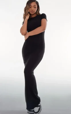 Black Soft Touch Cap Sleeve Midaxi Dress