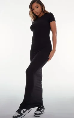 Black Soft Touch Cap Sleeve Midaxi Dress