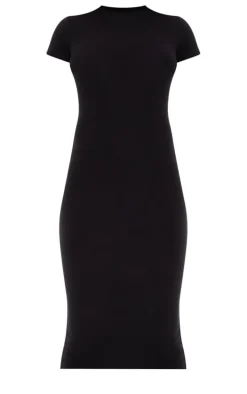 Black Soft Touch Cap Sleeve Midaxi Dress