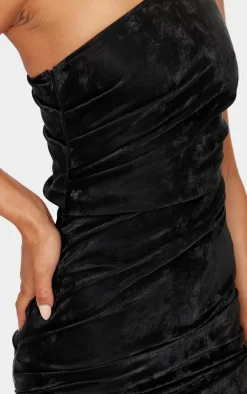 Black Soft Touch Faux Leather One Shoulder Mini Dress