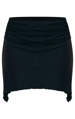 Black Soft Touch Handkerchief Hem Mini Skirt