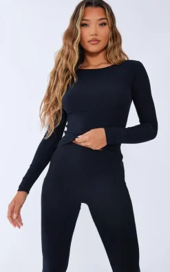 Black Soft Touch High Waist Flared Pants