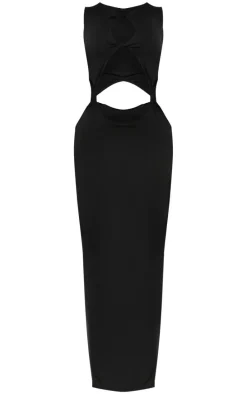 Black Soft Touch Key Hole Cut Out Maxi Dress