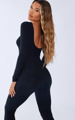 Black Soft Touch Long Sleeve Longline Top