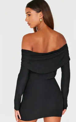 Black Soft Touch Long Sleeve Mini Dress
