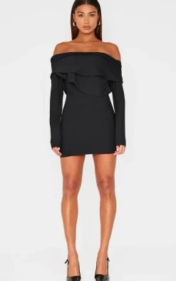 Black Soft Touch Long Sleeve Mini Dress