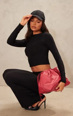 Black Soft Touch Longline Long Sleeve Top