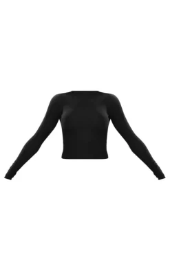 Black Soft Touch Longline Long Sleeve Top