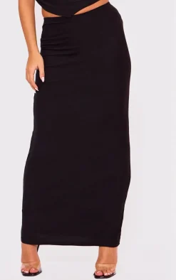 Black Soft Touch Low Rise Maxi Skirt