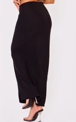 Black Soft Touch Low Rise Maxi Skirt