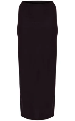 Black Soft Touch Low Rise Maxi Skirt
