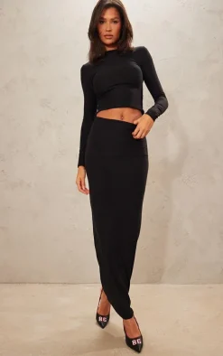 Black Soft Touch Maxi Skirt