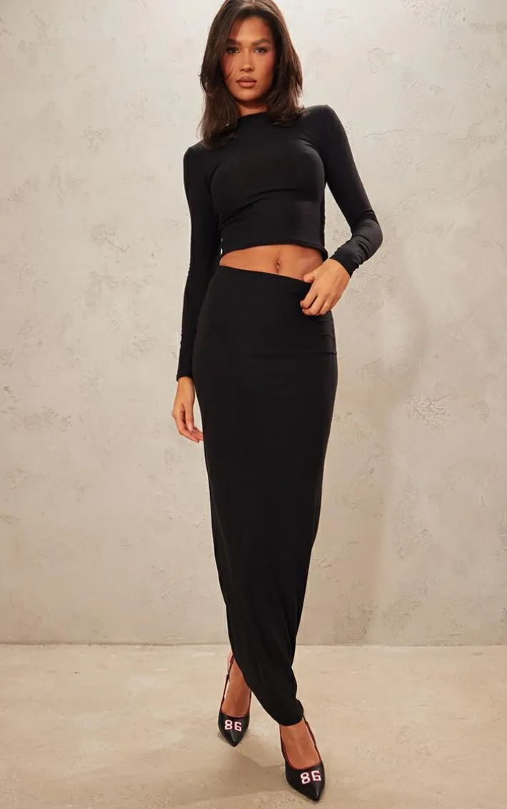 Black Soft Touch Maxi Skirt
