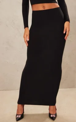 Black Soft Touch Maxi Skirt