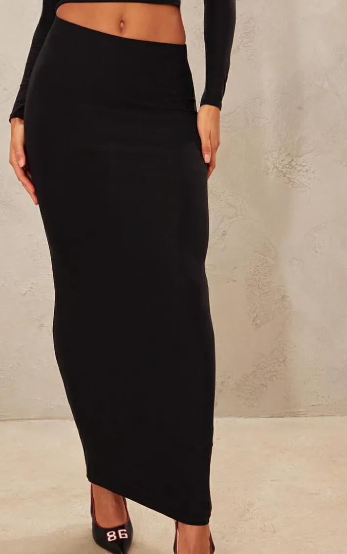 Black Soft Touch Maxi Skirt