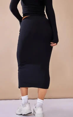 Black Soft Touch Midi Skirt